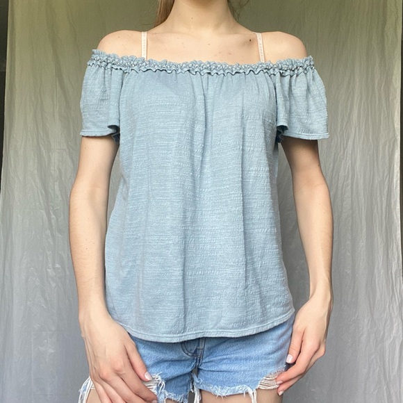 Max Studio Medium Light Blue Summer Top Blouse - Picture 3 of 11